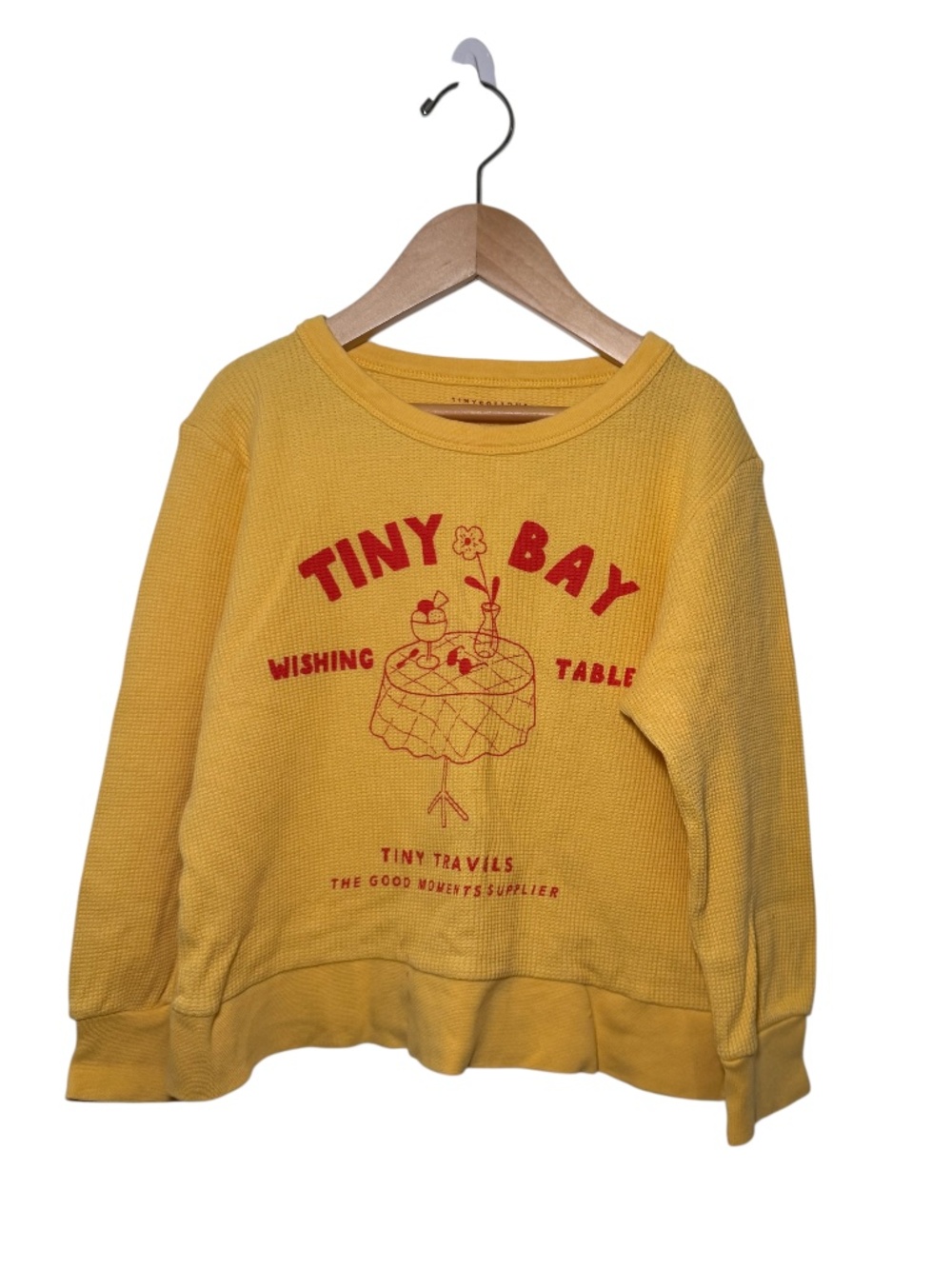 TINYCOTTONS yellow & red waffle long sleeve shirt with fun print - size 6